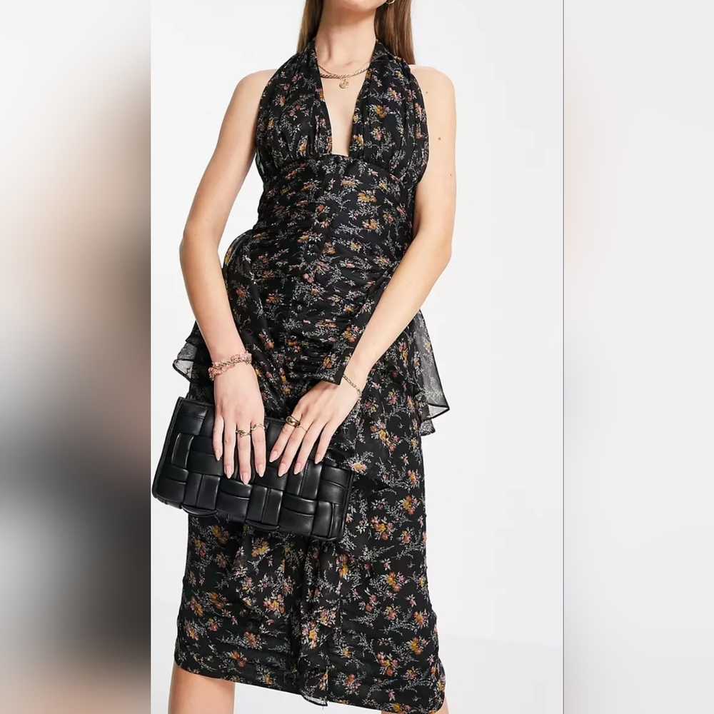 Asos Design Button Through Ruched Midi Dress With… - image 5